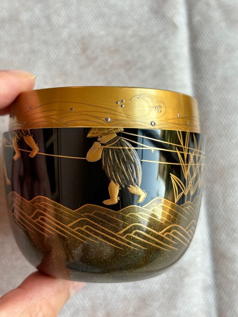 茶道具　茶入　蒔絵師　大端　稔　鶴　輪島塗　棗　灰匙　風