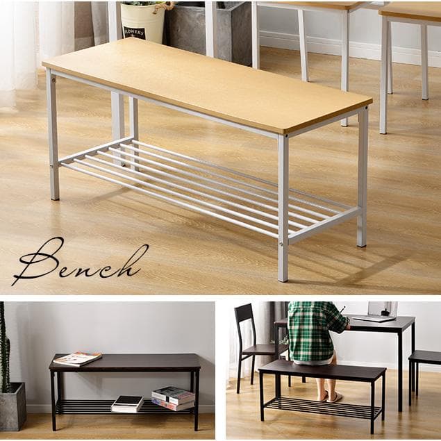 超人気！北欧風ダイニング4点セット　テーブル＋チェア2脚＋ベンチ　NATURAL