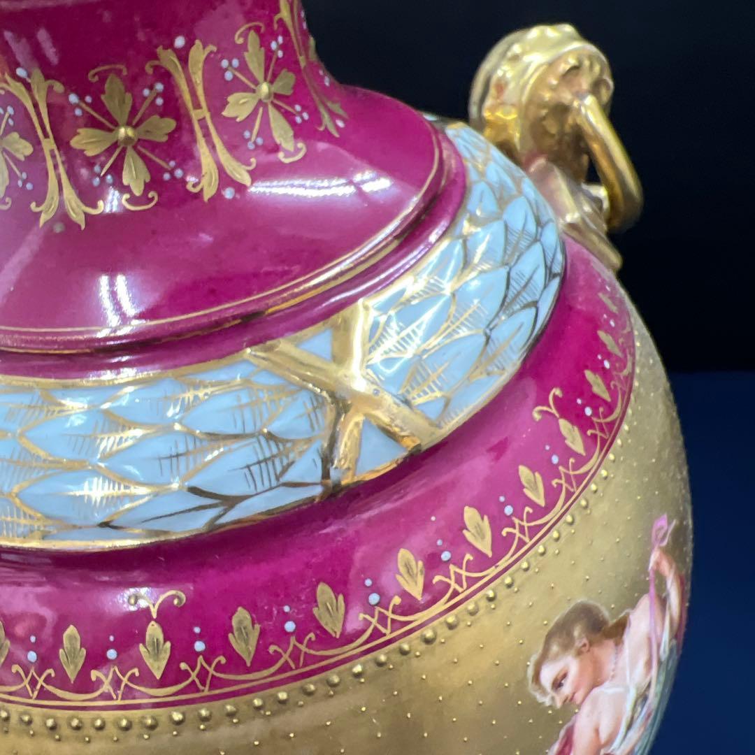 ロイヤルヴィエナ　手描総金彩フラワーベース　高さ約48㎝　東Y7-0822⭐︎2F