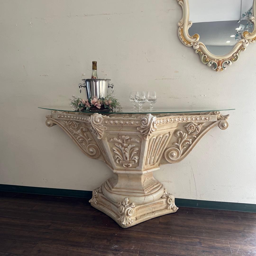 k512r122 まるで宮殿のようなコンソールテーブル ガーデンコラム風 ガラス