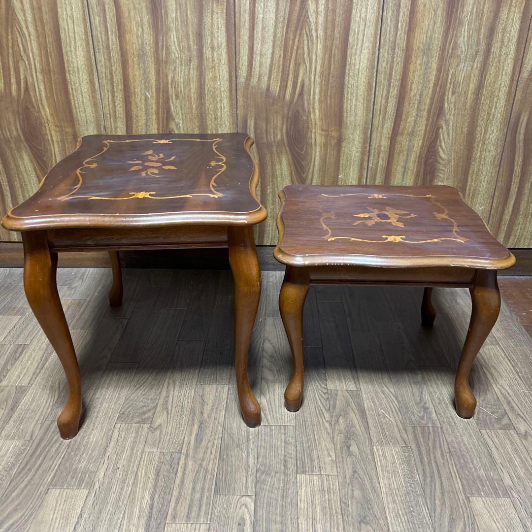 イタリア 象嵌 猫足　アンティーク ネストテーブル　　　　 3セット