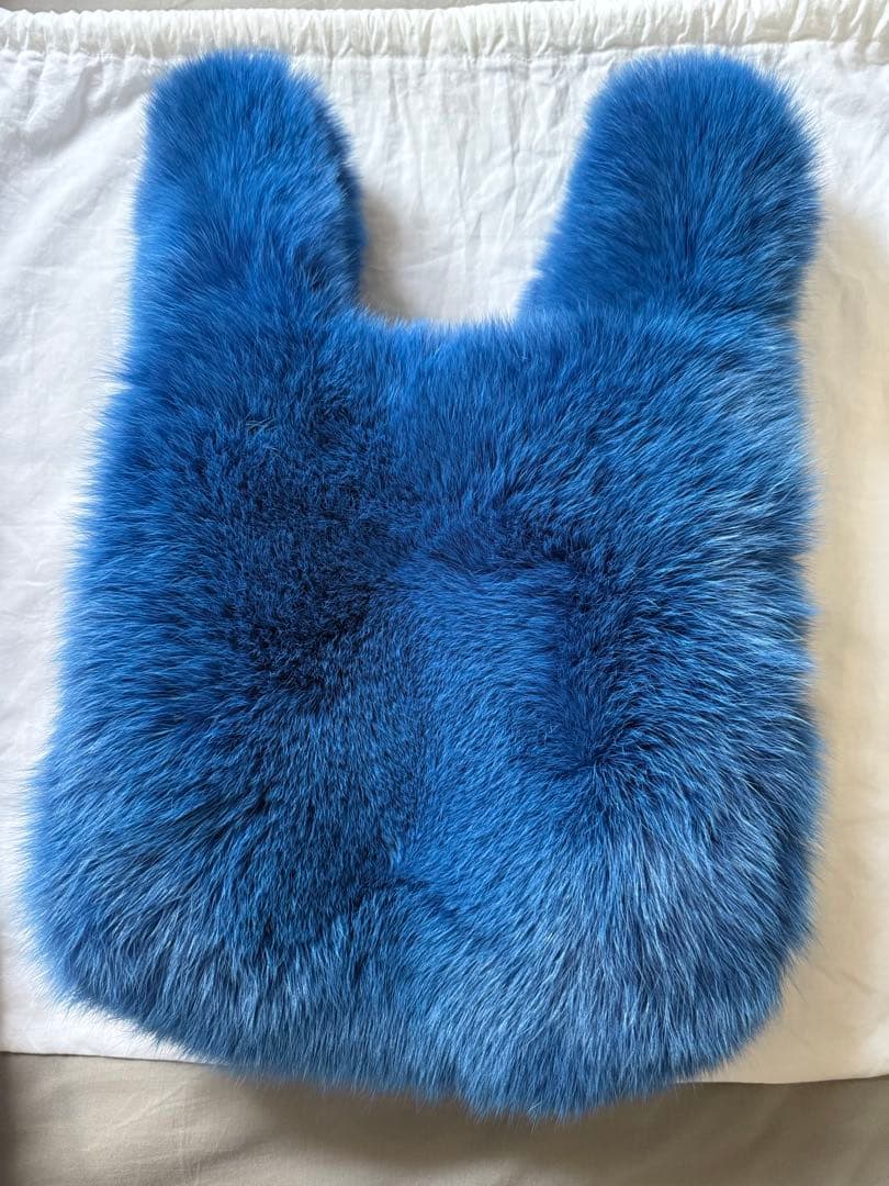 LUDLOW 青 ファー ハンドバッグ