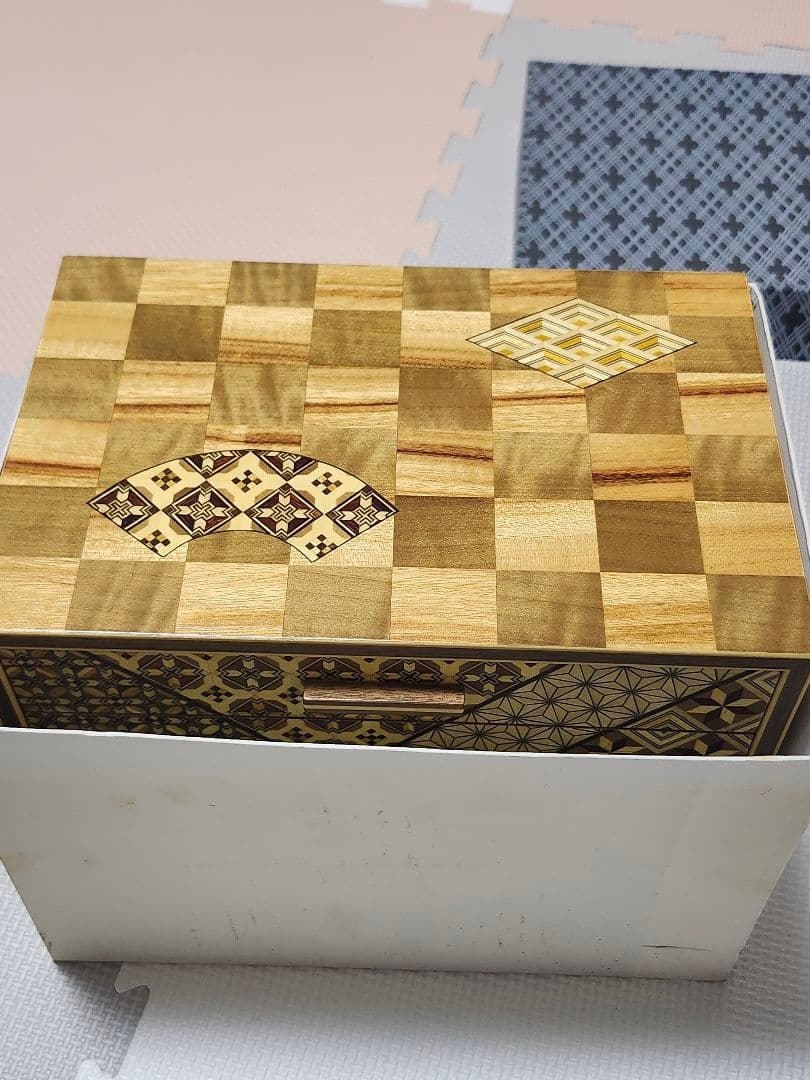 箱根寄木細工 木製収納ボックス　三段