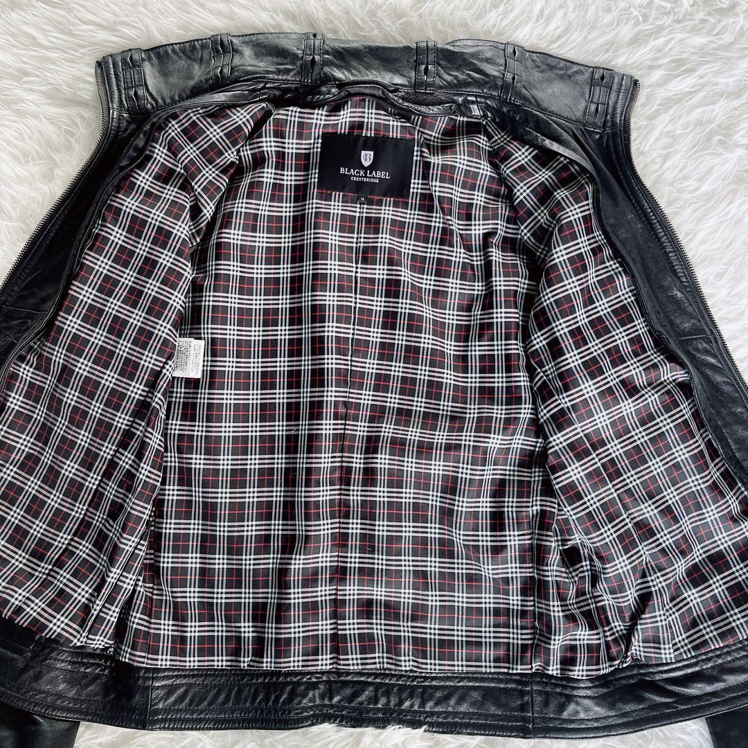 【BLACKLABEL CRESTBRIDGE】ライダースジャケット 羊革 黒M