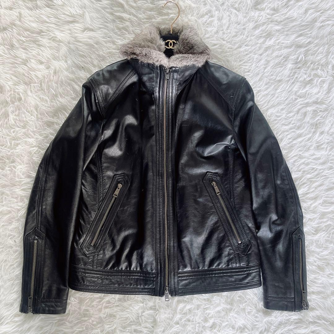 【BLACKLABEL CRESTBRIDGE】ライダースジャケット 羊革 黒M