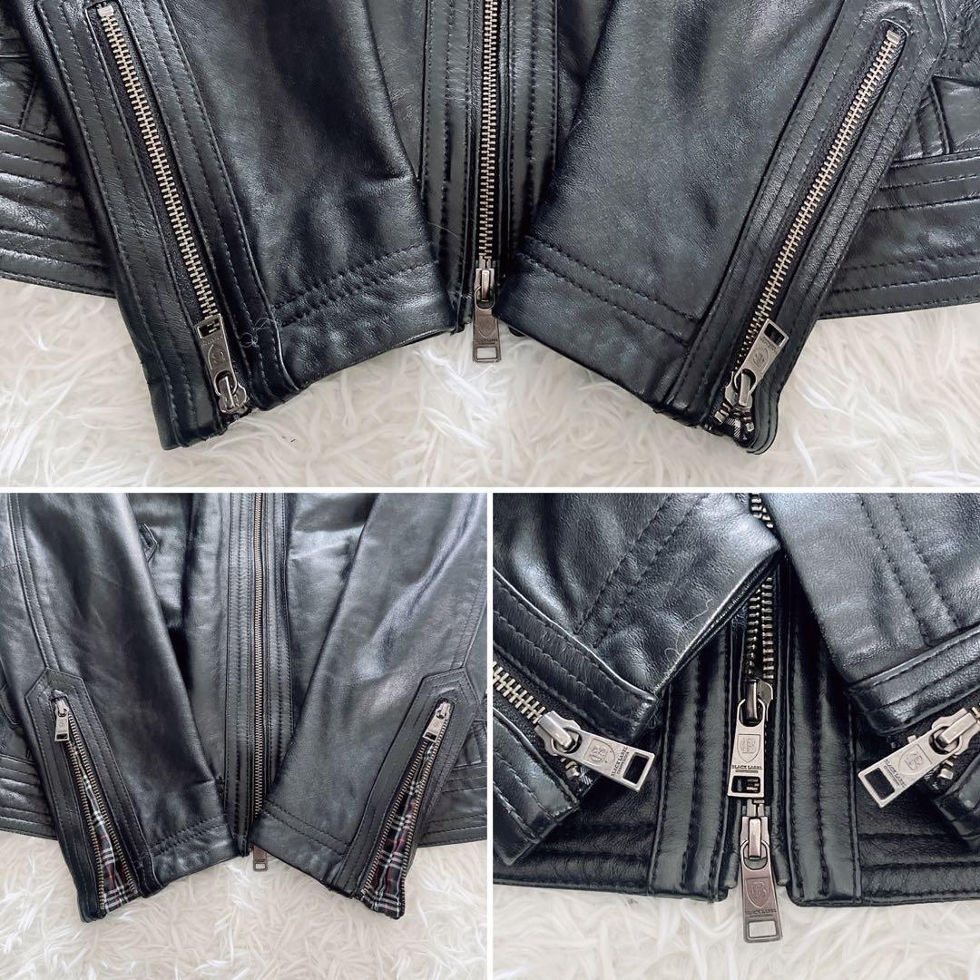 【BLACKLABEL CRESTBRIDGE】ライダースジャケット 羊革 黒M