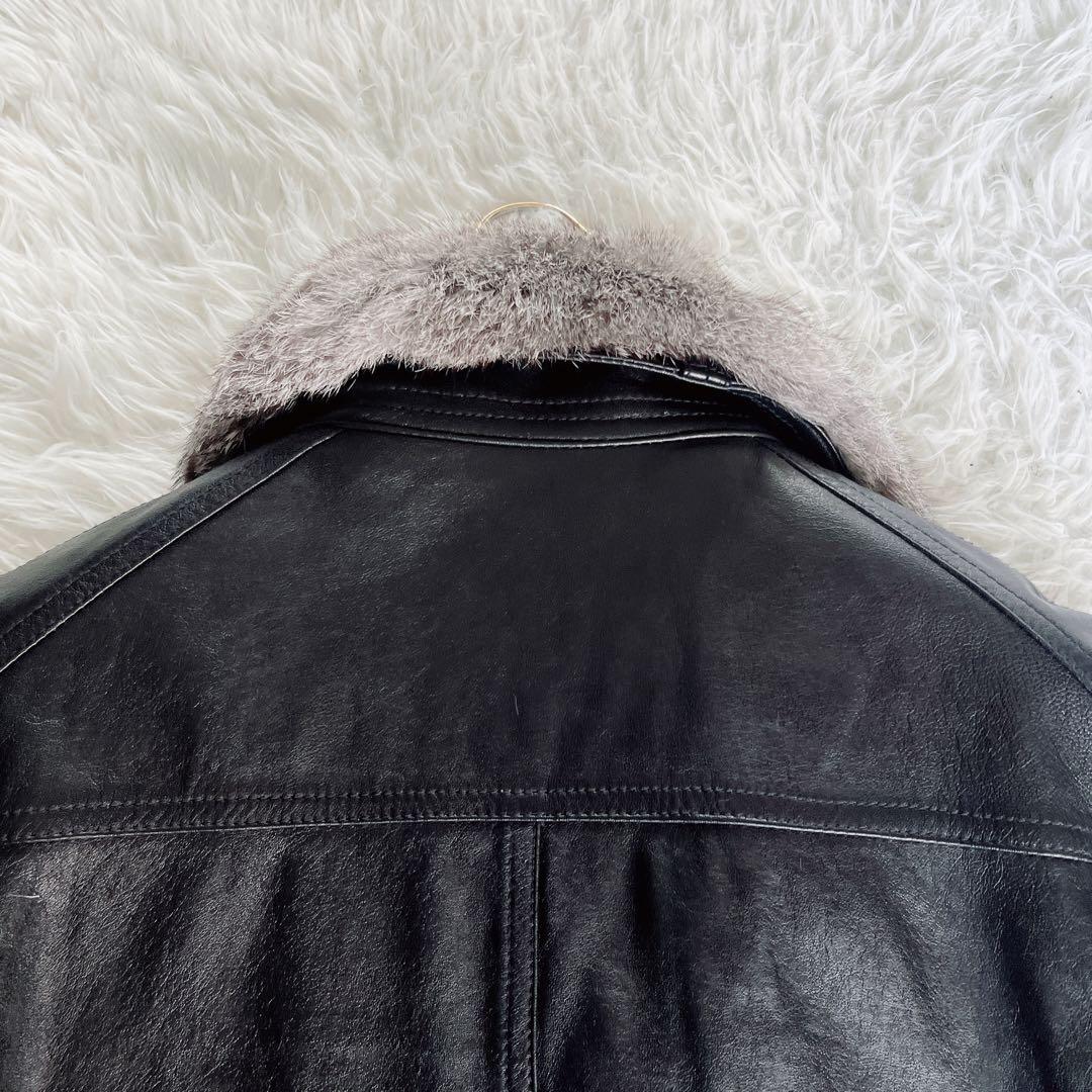 【BLACKLABEL CRESTBRIDGE】ライダースジャケット 羊革 黒M