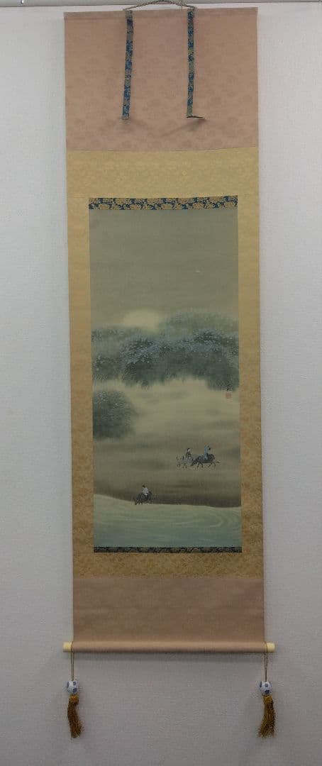 横山大観【300部 限定／石版画：牧童】絹本　掛軸　風帯 付き