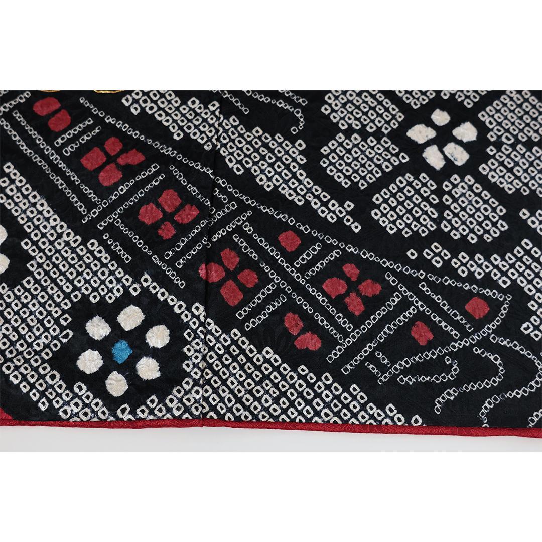 振袖と帯締め2点セット■丈166cm赤黒成人OR44