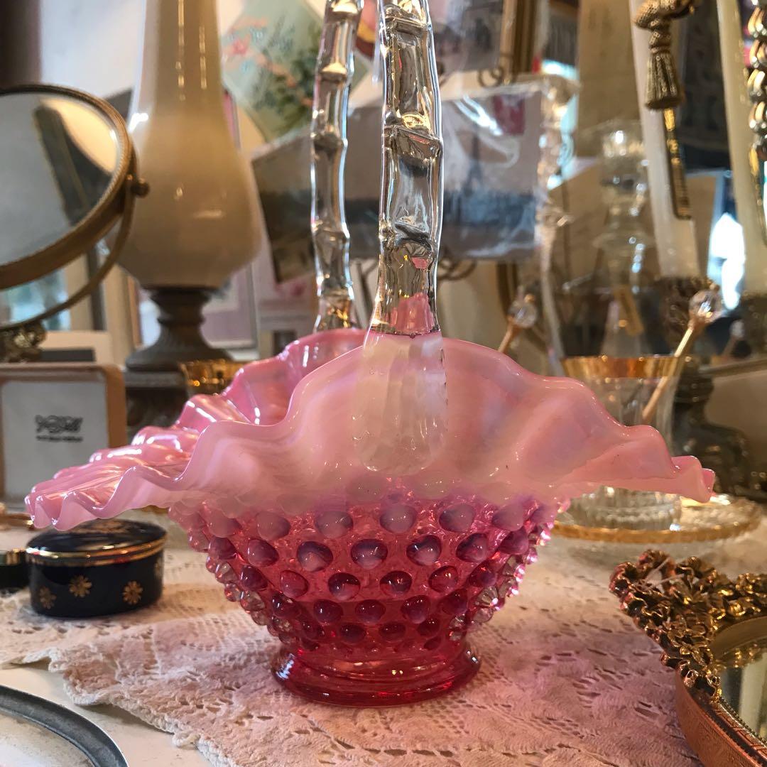 フェントン クランベリーオパールセント アンティークantique USAガラス