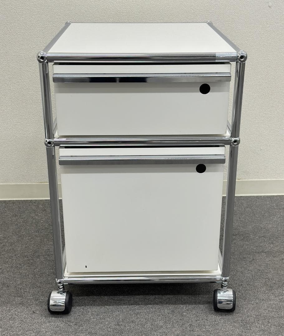 正規品■USMハラー■ロールボーイ　デスクワゴン　2段　鍵なし　ホワイト　白
