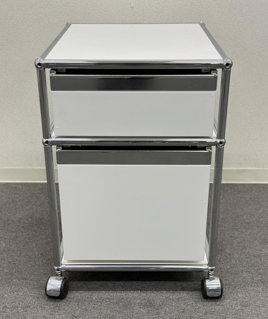 正規品■USMハラー■ロールボーイ　デスクワゴン　2段　鍵なし　ホワイト　白