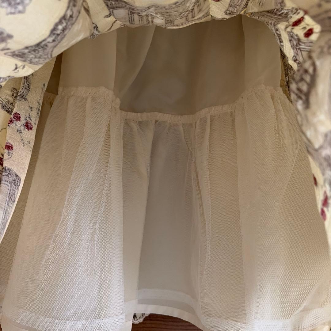 薔薇と額縁柄　スカート