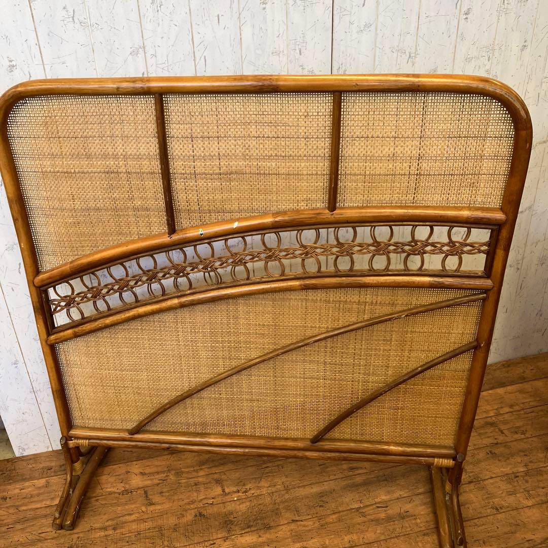 昭和レトロ エスニック ラタンパーテーション 衝立 間仕切り 仕切り 古道具