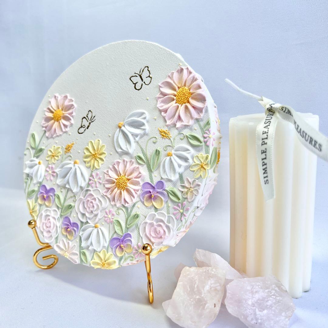 melia テクスチャーアート　絵画　インテリアアート　花　立体　絵　花の絵