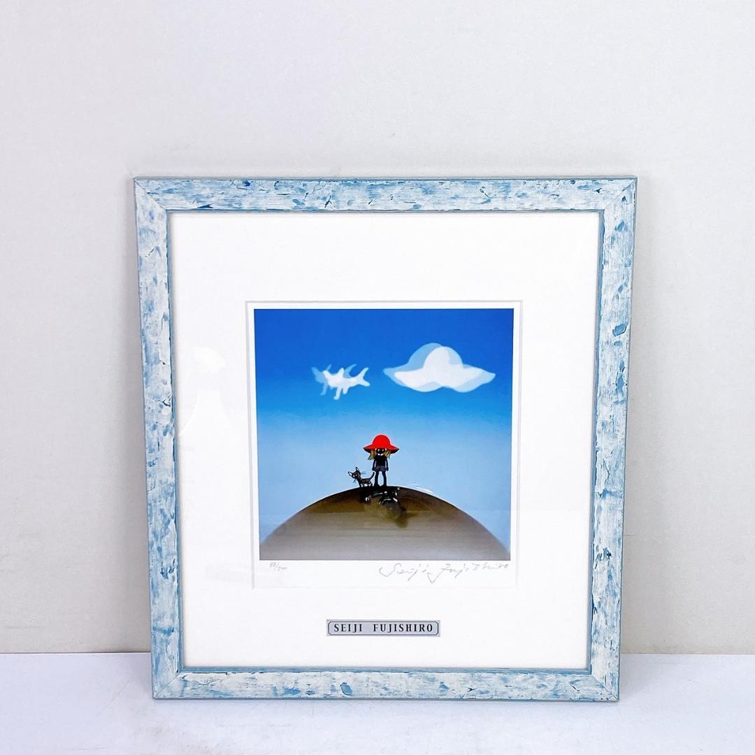 真作！藤城 清治 版画 【女の子とネコ】限定500部 No.88 リトグラフ