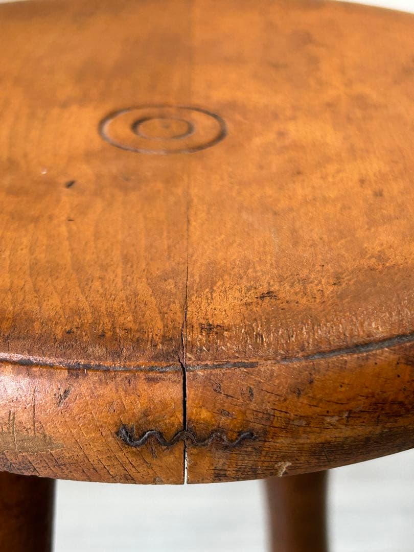 アンティーク 木製スツール　丸椅子　アトリエ　ビンテージ　古道具　チェア　レトロ