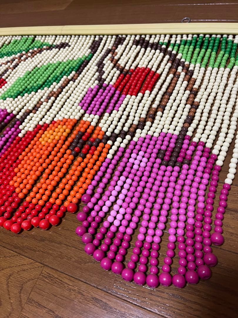 a221/希少★昭和レトロ かわいい さくらんぼデザイン ビーズ 玉のれん