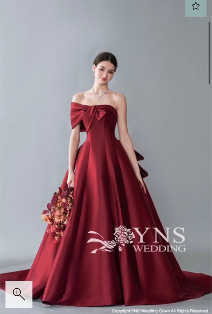 ynsカラードレス 赤 ボルドー サテン 結婚式 披露宴 二次会 SL24318
