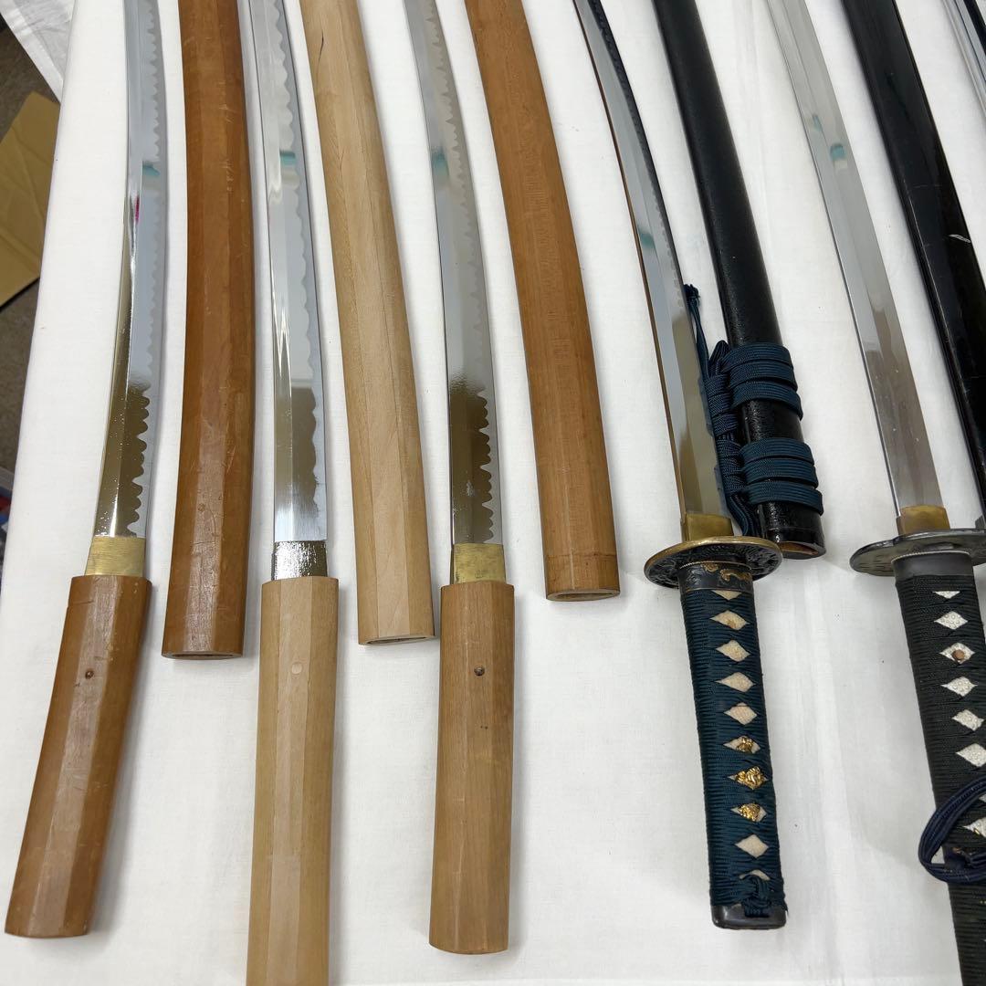 【傷あり】模造刀 8本 まとめ 透かし鍔 樋入り 太刀 脇差 白鞘