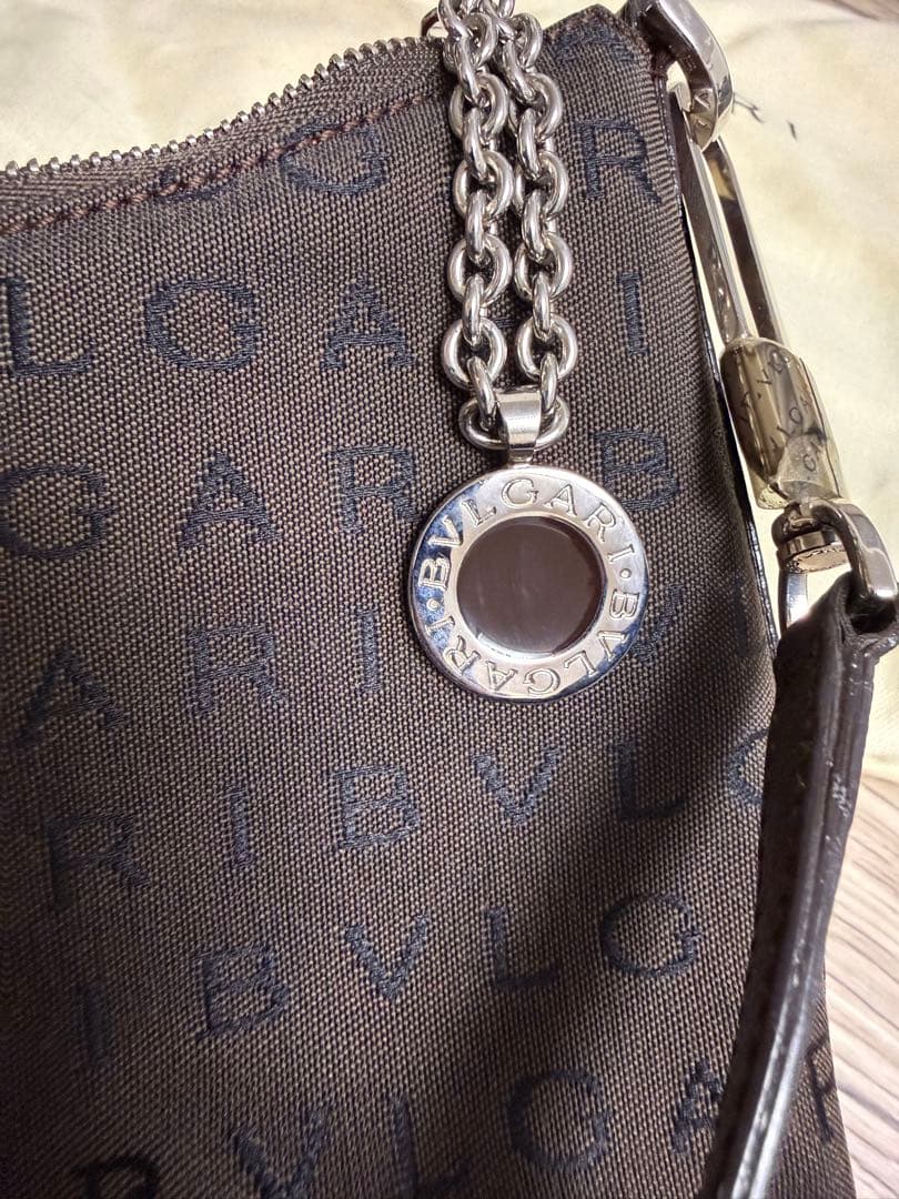 希少✨BVLGARI ワンショルダーバック ロゴマニア サークルロゴ ブラウン