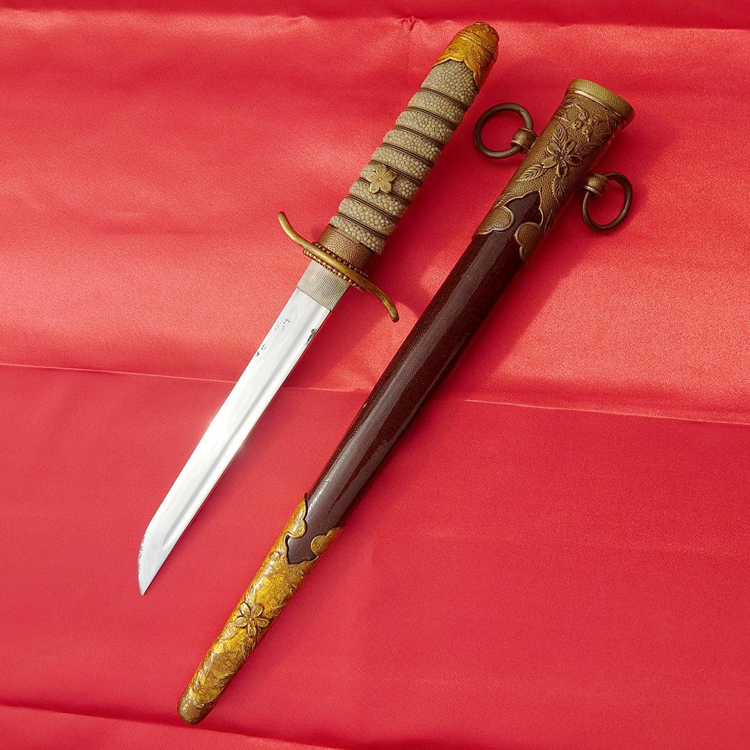 日本軍 海軍 短剣 赤鮫革研出鞘 当時物 リペア品 模造刀