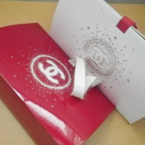 白赤２点セット シャネル新品ラッピングボックス プレゼント用ショップ袋クリスマス
