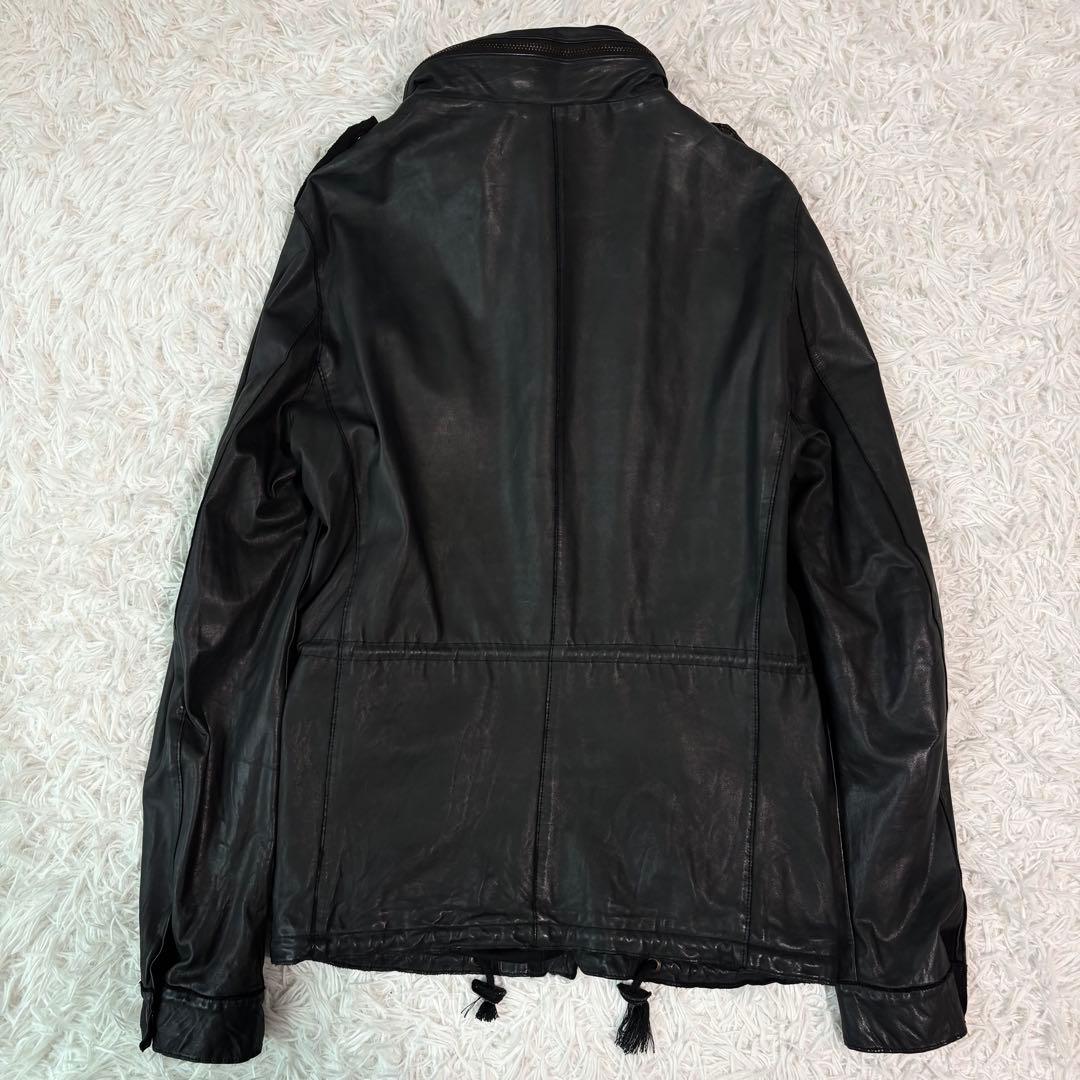 極美品/牛革✨シシ レザージャケット M-65 フード収納 2way ライダース