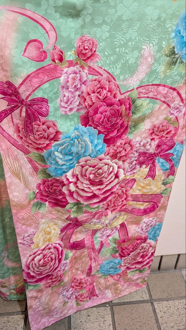 【松田聖子プロデュースブランド】振袖 ミントグリーン 花柄•Ｌサイズ