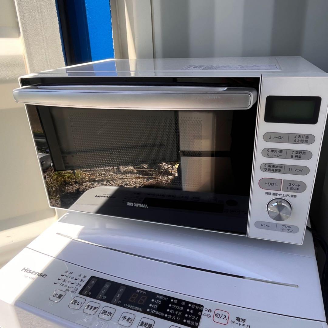 取付無料！高性能おしゃれホワイトAQUA大きめ冷蔵庫洗濯機フラットオーブンレンジ