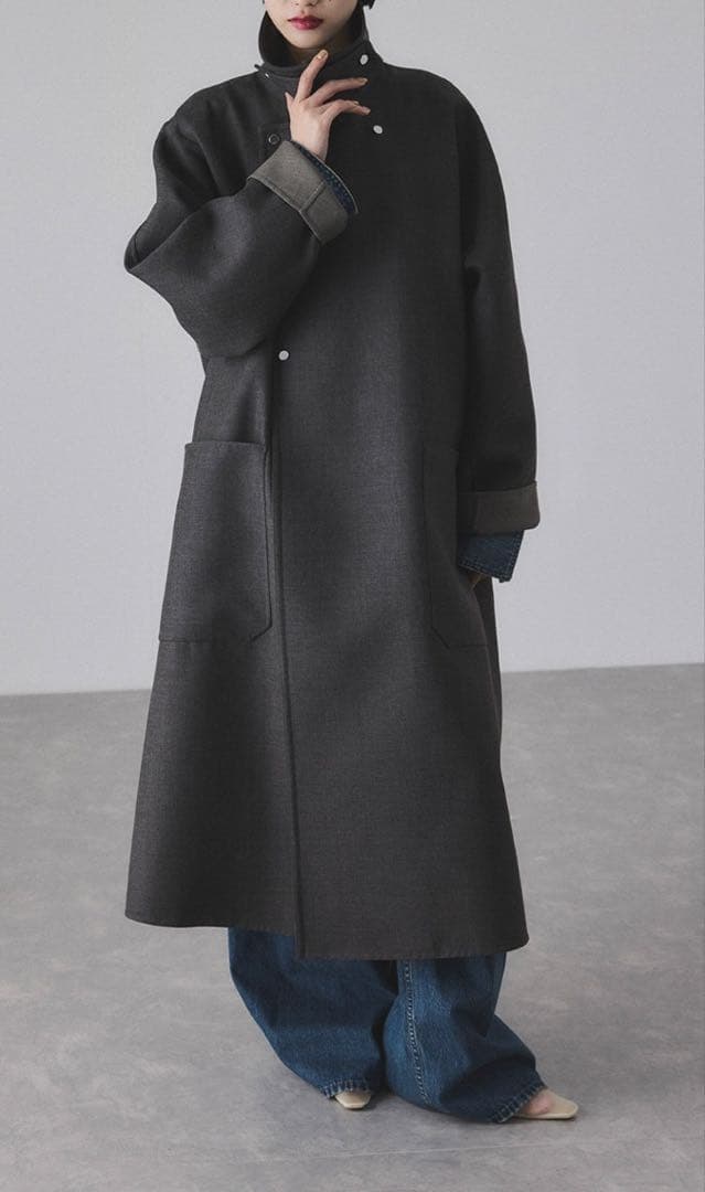 2025AWアダムエロペADAM ET ROPE'ソモウリバーロングコート美品