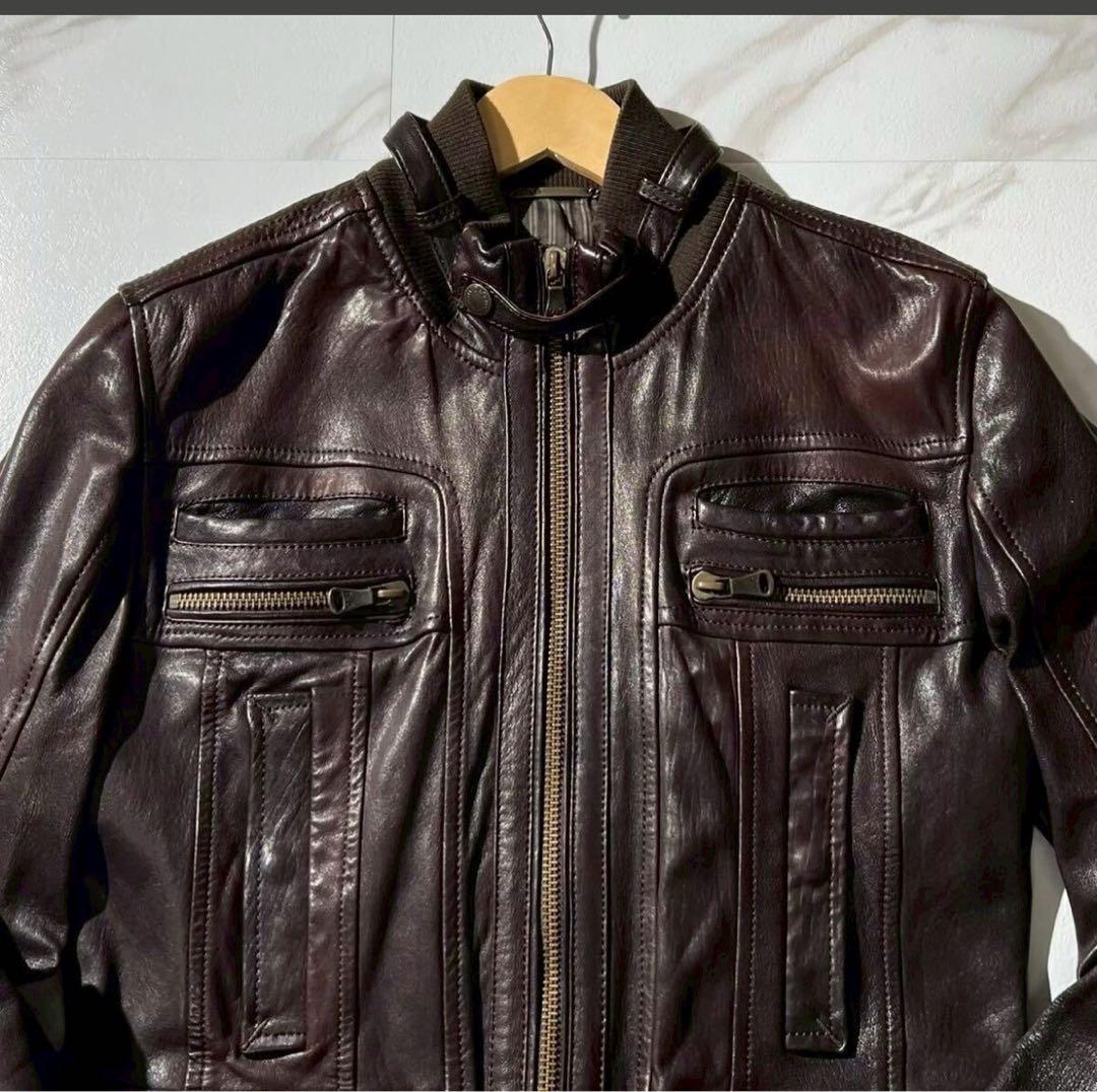 未使用級◆現行モデル D&G シングル ライダース レザー ジャケット L相当