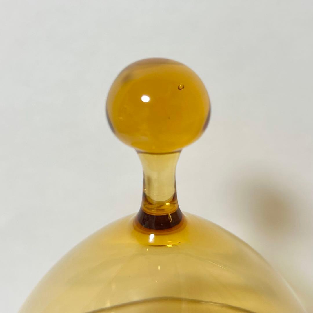 希少 KAGAMI CRYSTAL キャンディポット アンバー 琥珀 ガラス