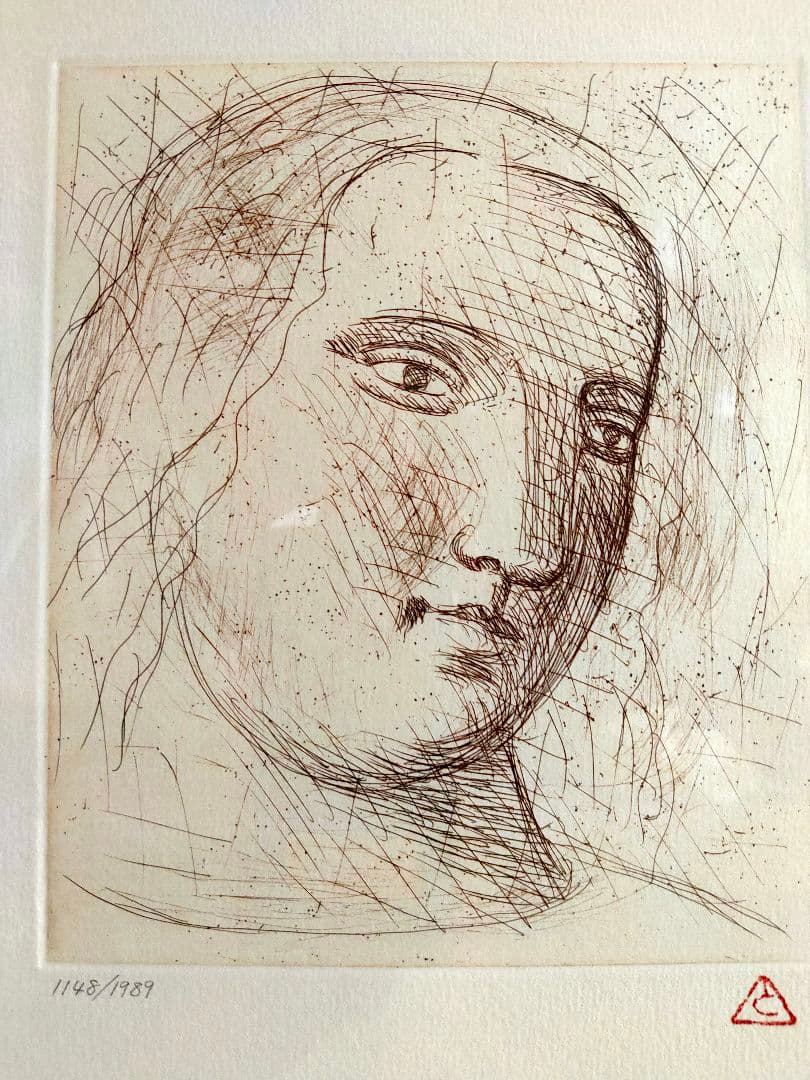有本利夫 銅版画 「男の顔」オリジナル 限定版