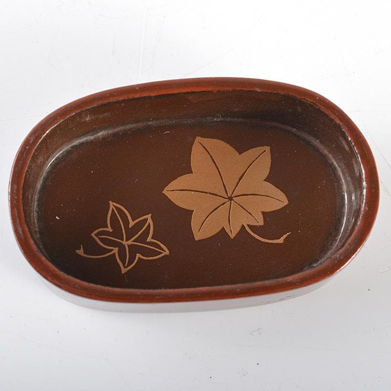 煎茶道具　漆塗　鹿蒔絵　茶壷　桐箱付　V　R5451