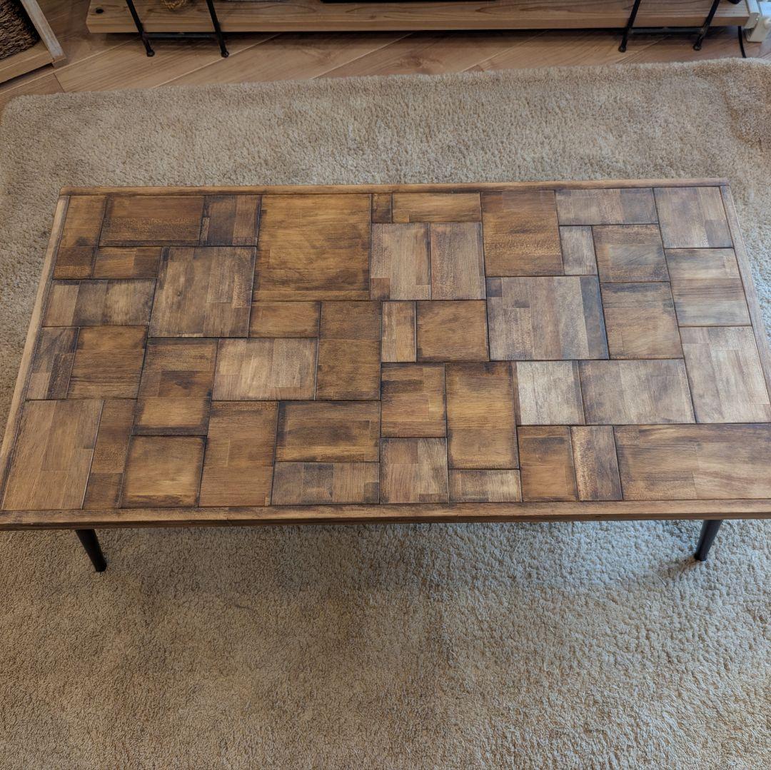 テテ　ローテーブル　サイドテーブル　✨木製テーブル　ハンドメイド　アイアン