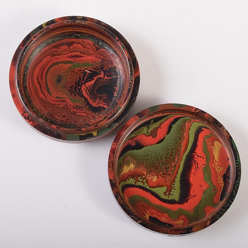 茶道具　溜漆　堆漆　香合　袱紗・時代箱付　V　R7976