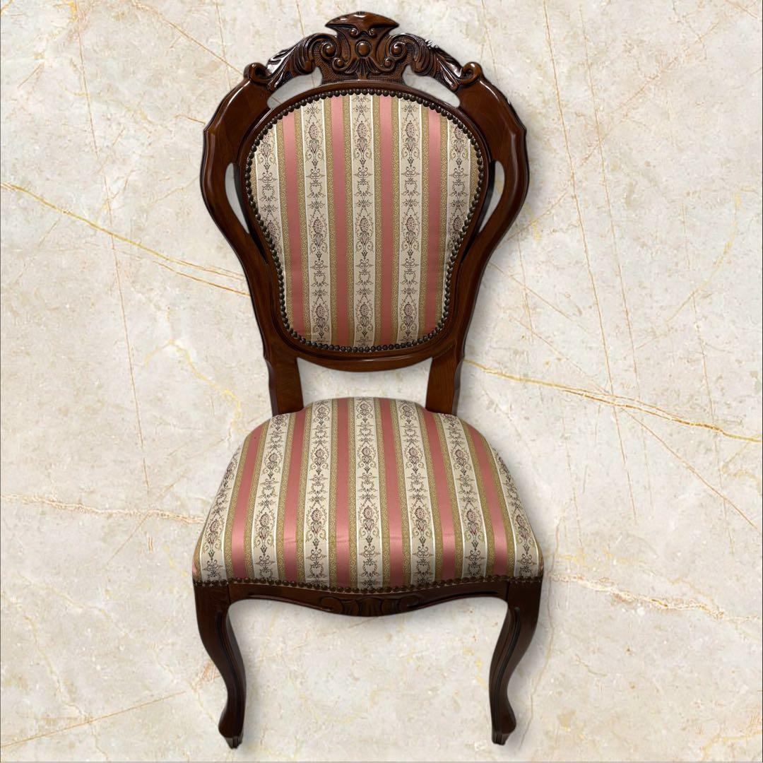 美品　猫脚　ヨーロピアン　クラシック調 木製 彫刻ストライプ柄　アンティーク風