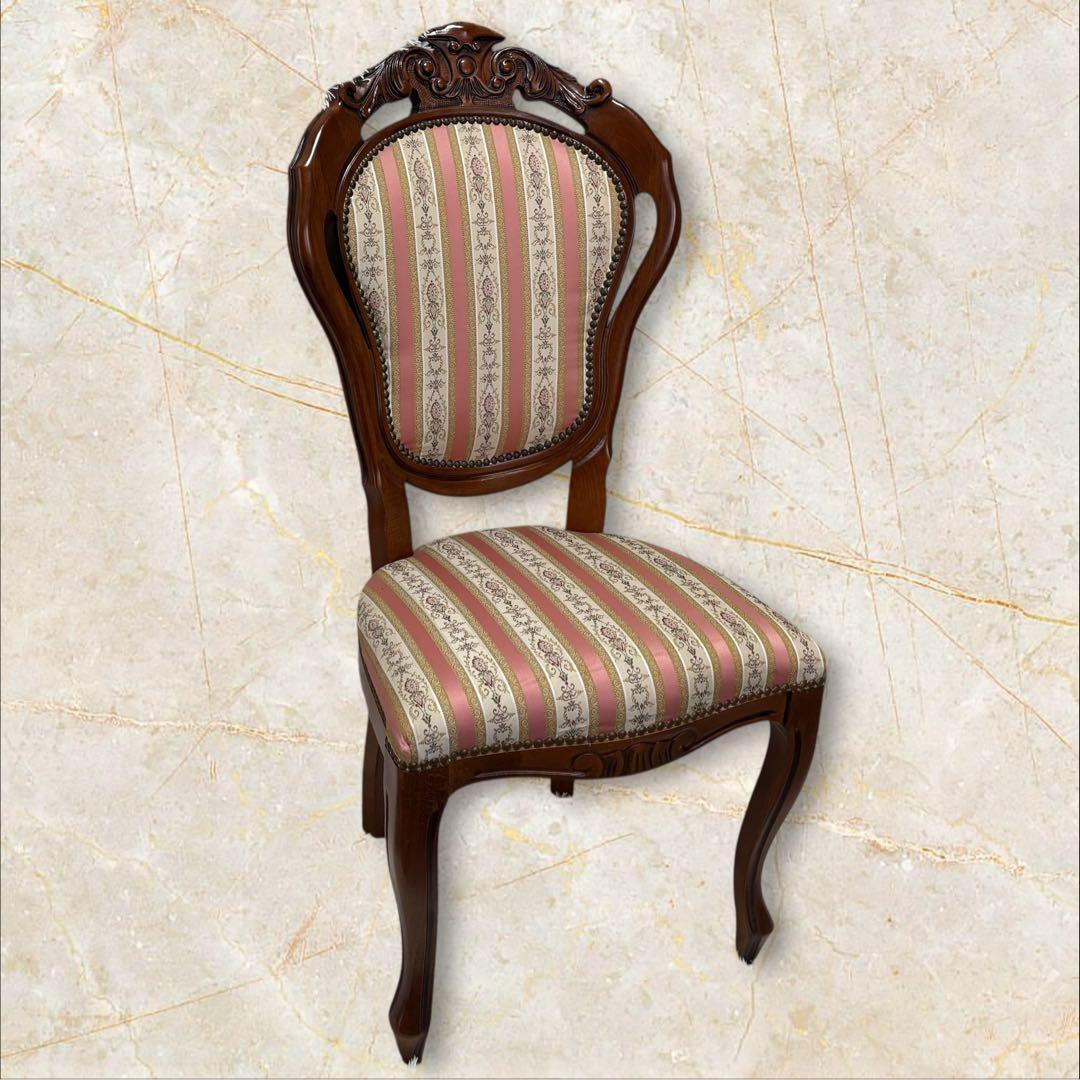 美品　猫脚　ヨーロピアン　クラシック調 木製 彫刻ストライプ柄　アンティーク風