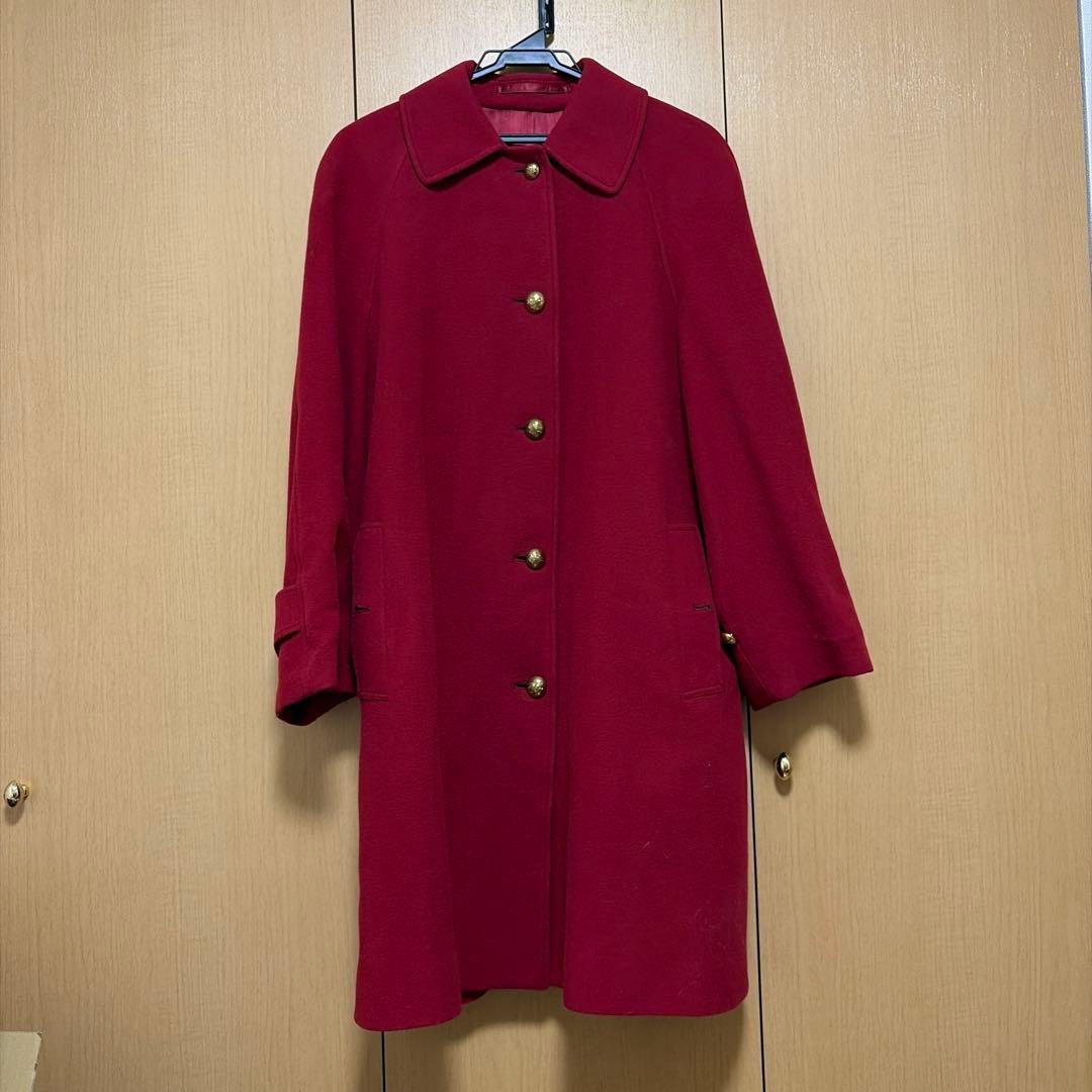 BURBERRYS 正規品　ステンカラーコート 金ボタン レッド ウール M相当