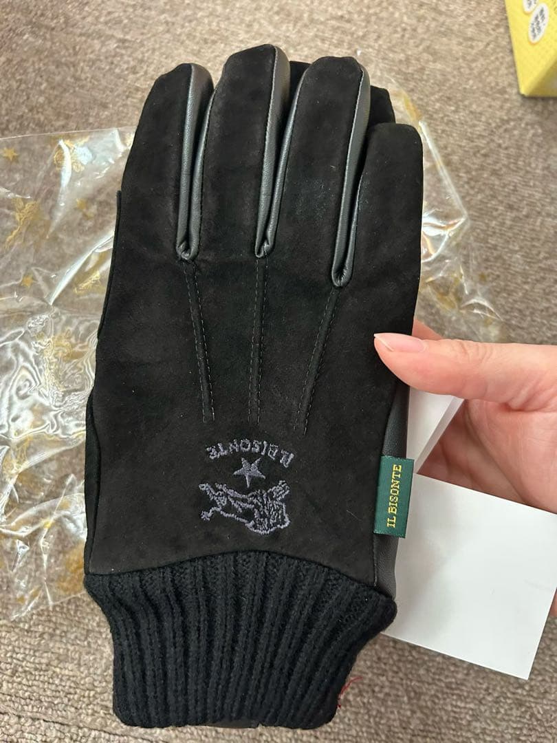 IL BISONTEブラック 羊革手袋 サイズ25cm新品