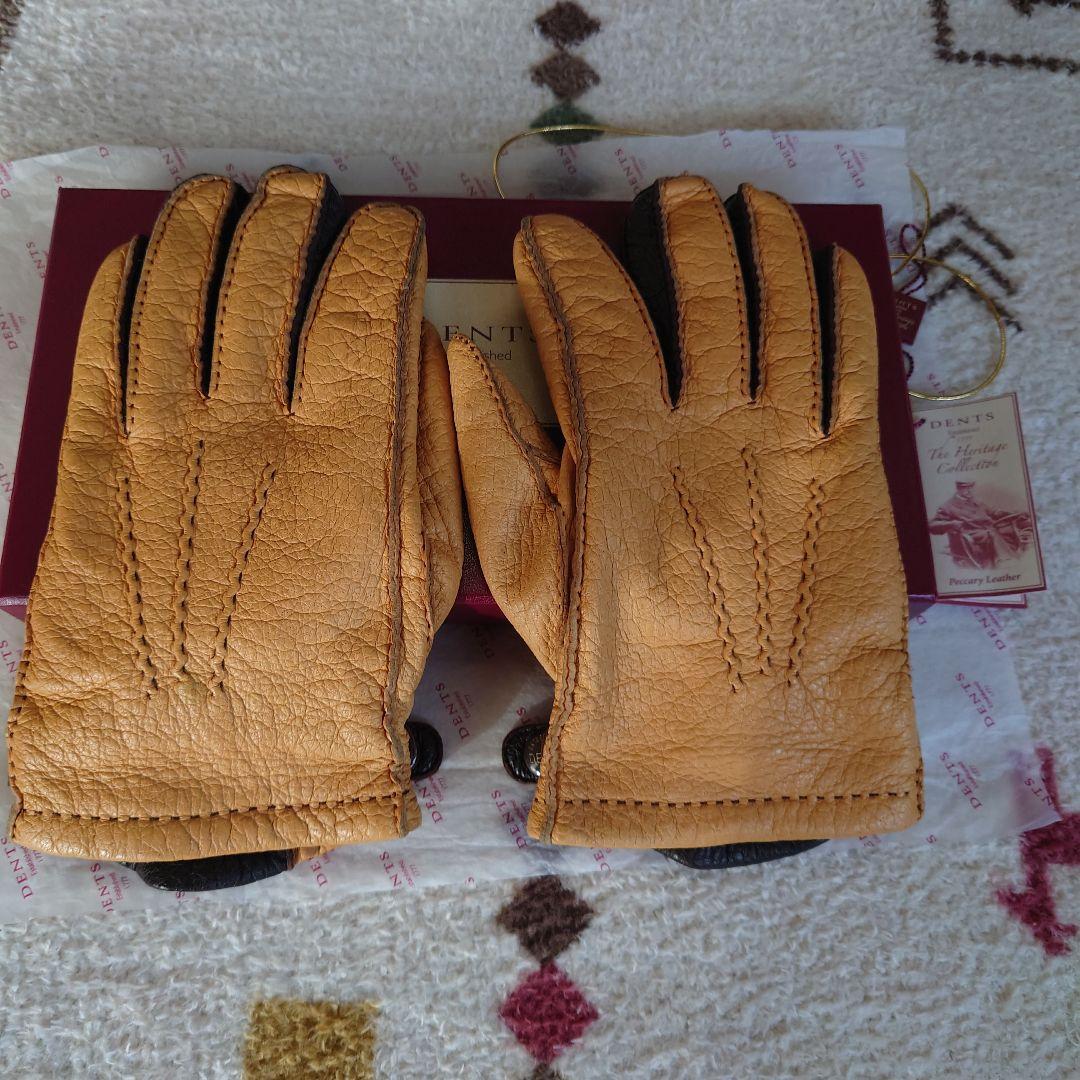 DENTS ペッカリー革グローブ　カシミア81/2