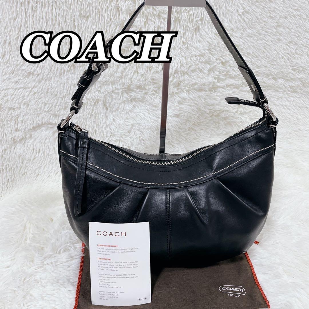【人気型・美品】コーチ ワンショルダーバッグ ハーフムーン レザー ホーボー 黒