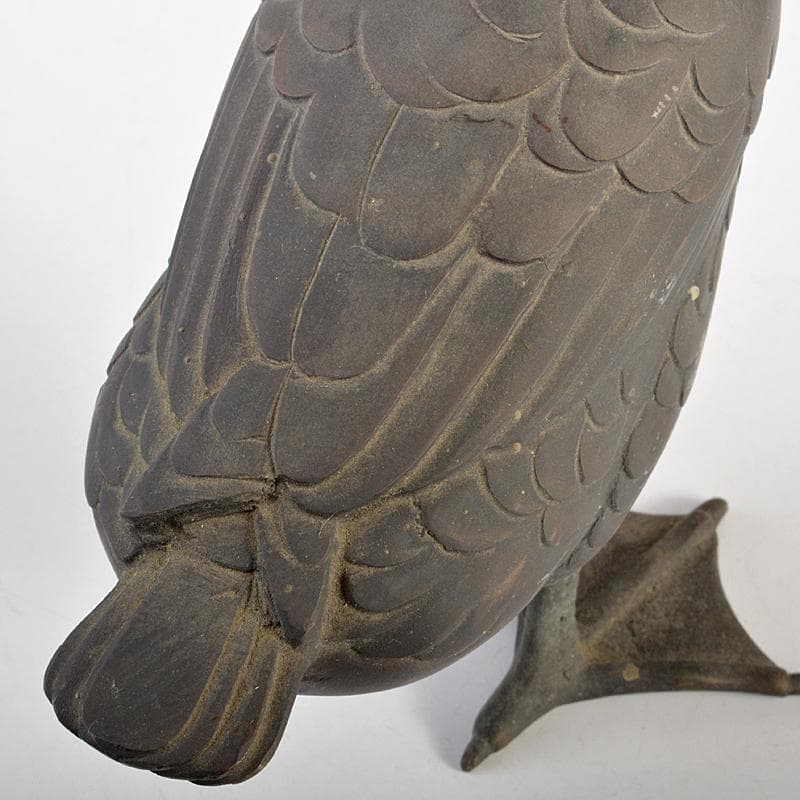 金工　秀山作　鋳銅　家鴨　アヒル　置物　一對　重さ合計約3.2㎏　G　R7513