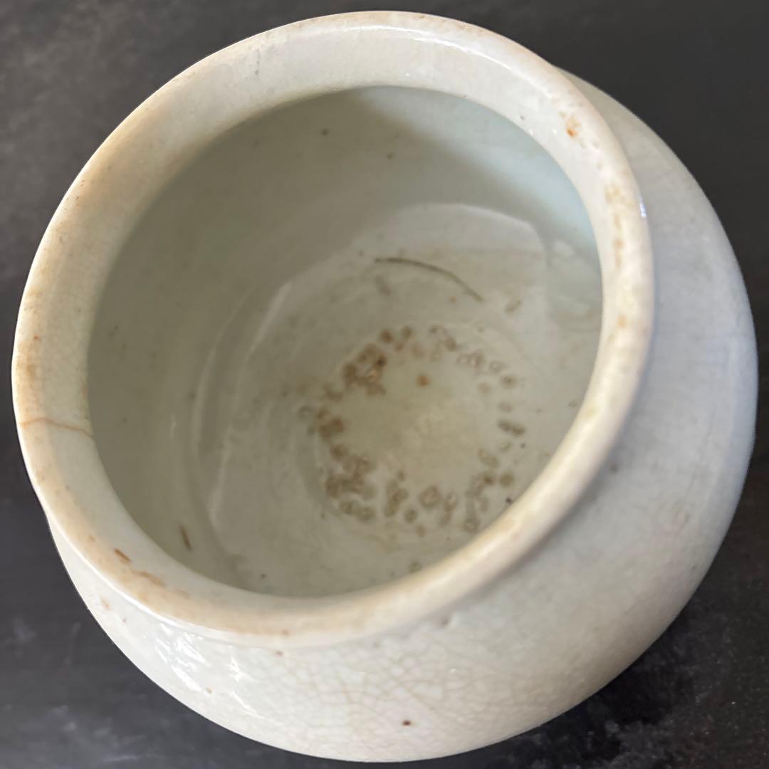 李朝壷　白磁　丸壷　塩笥壺　韓国オンギ.骨董品.スッカラ.アンティーク.立原正秋