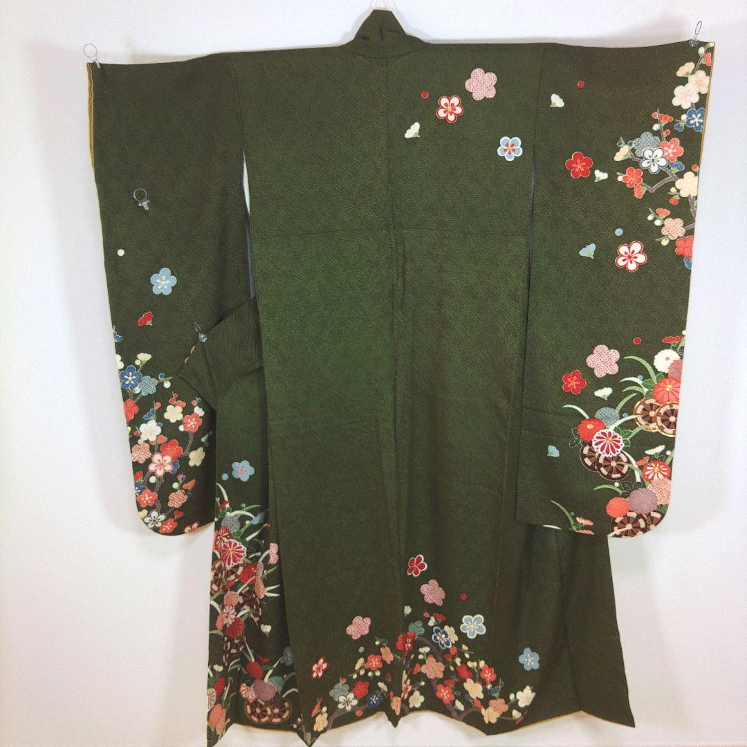 格安！　振袖フルセット　10点　成人式　結婚式　前撮り　グリーン　カーキ　総絞り