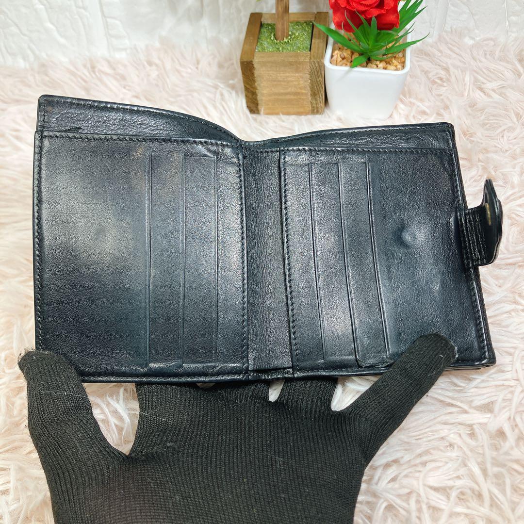 美品 CHANEL 二つ折り財布 ココマーク キャビアスキン レザー Wホック