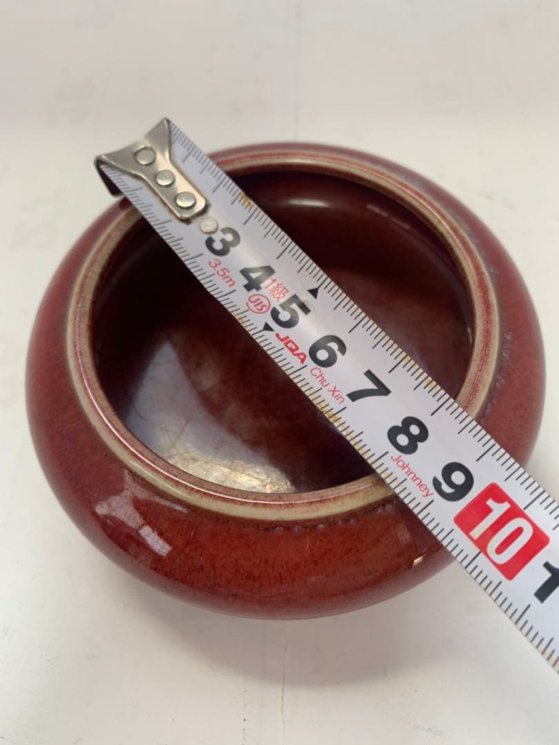 中国美術　紅釉　水盂　送料込み