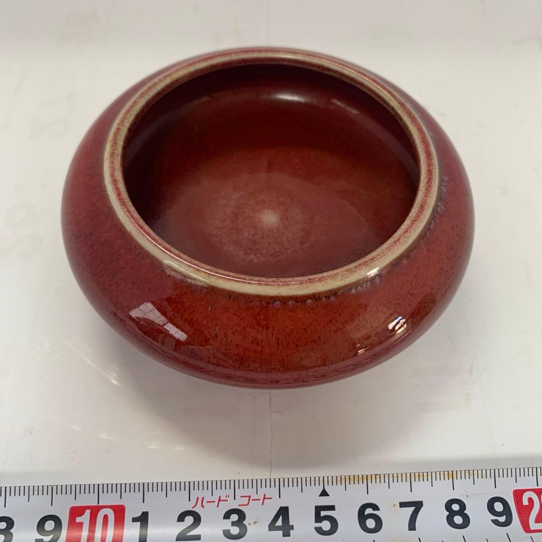 中国美術　紅釉　水盂　送料込み