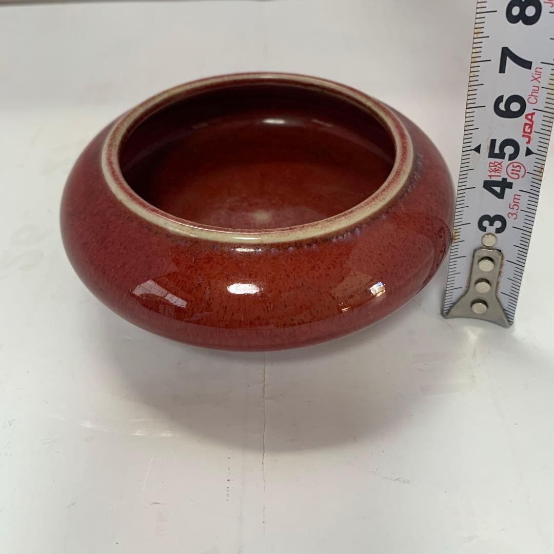 中国美術　紅釉　水盂　送料込み